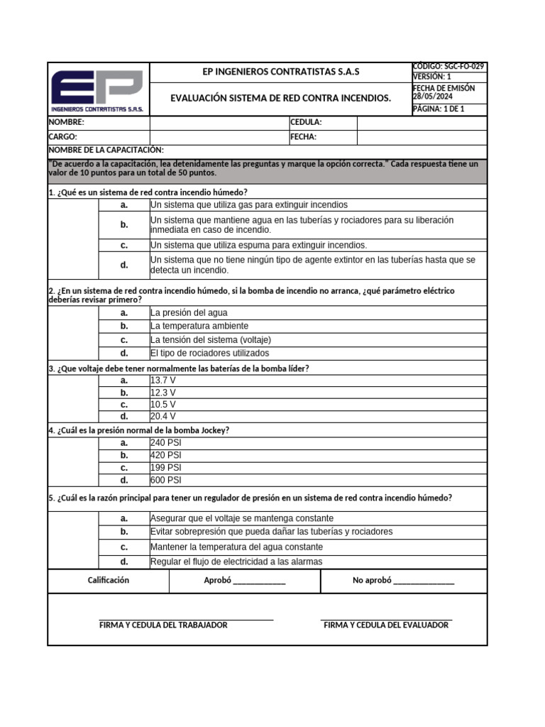 Sgc-Fo-029 Sistema de Red Contra Incendios. | PDF | Electricidad