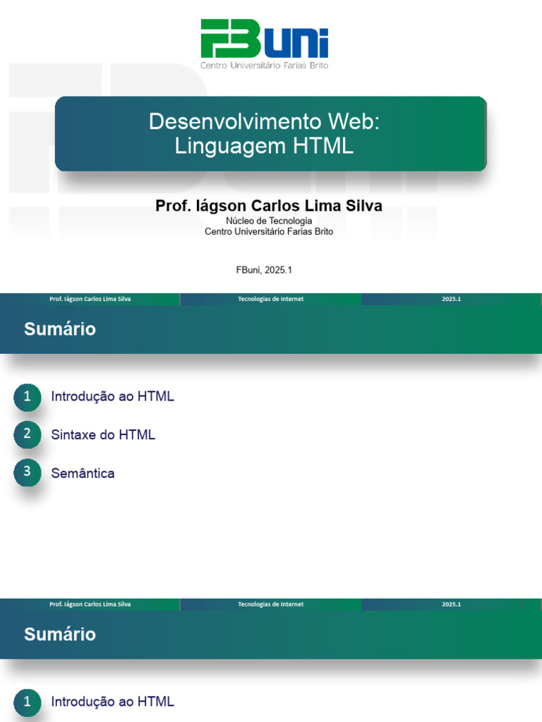 Introdução ao HTML: Estrutura e Sintaxe | PDF | Html | Xhtml