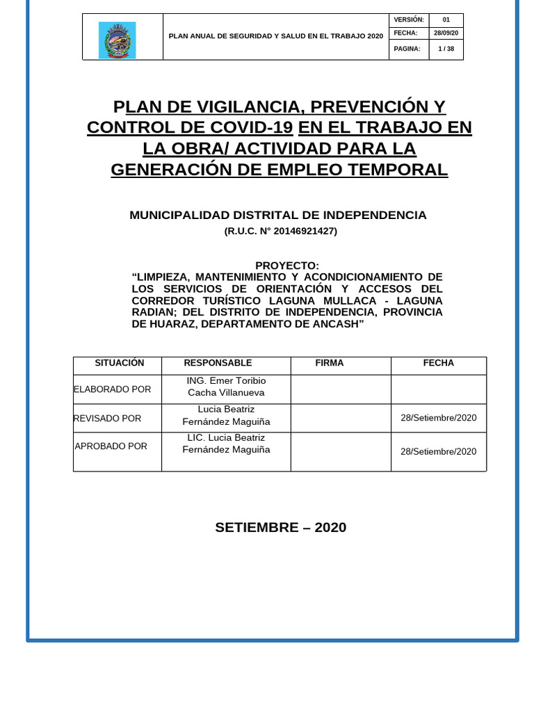 Plan de Seguridad y Salud 2020 COVID-19 | PDF | Lavado de manos | Residuos