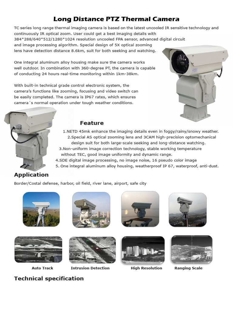 Long Range PTZ Thermal Camera Specs | PDF | Zoom Lens | Camera