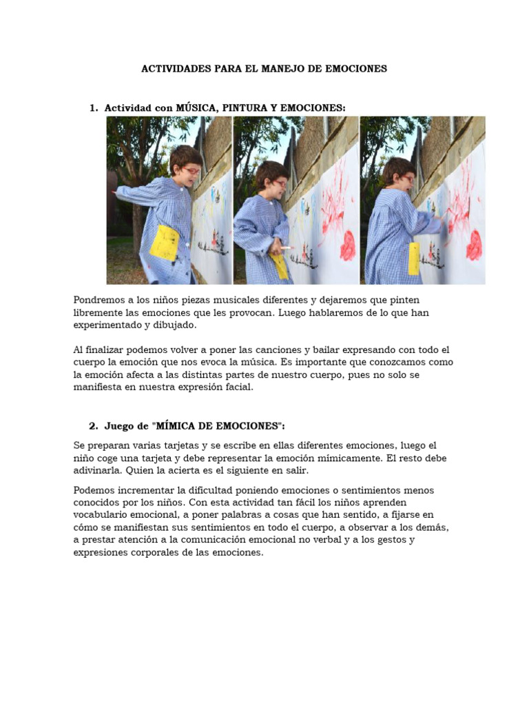 Actividades para Manejo de Emociones | PDF | Las emociones | Conceptos ...
