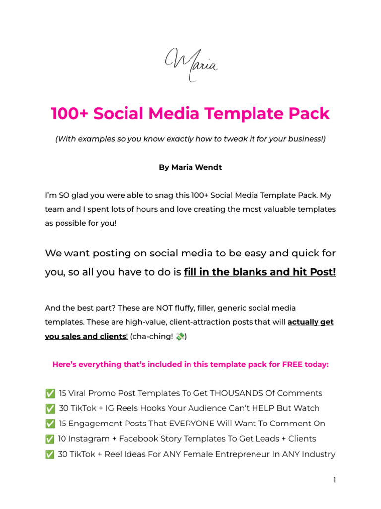 100 Social Media Templates With Examples | PDF