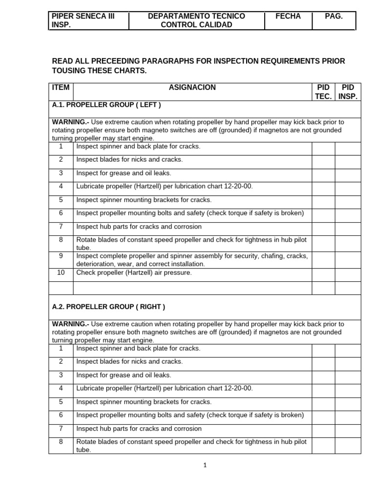 Propeller and Engine Inspection Guide | PDF | Landing Gear | Turbocharger