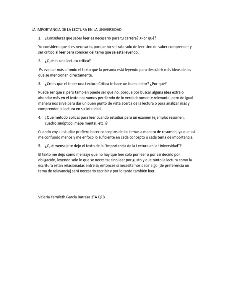 La Importancia de La Lectura en La Universidad | PDF