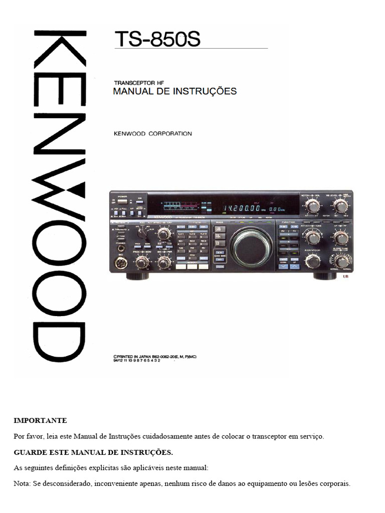 Portuques Kenwood TS-850S | PDF | Rádio | Conector elétrico