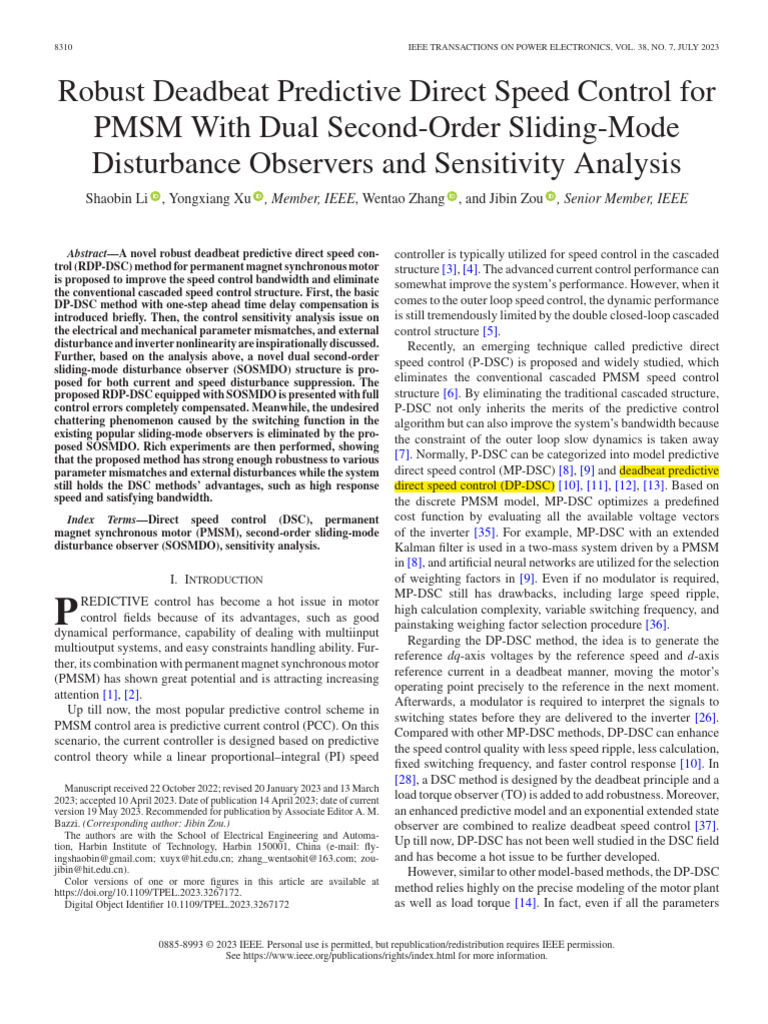 Robust Speed Control for PMSM | PDF | Control Theory | Kalman Filter