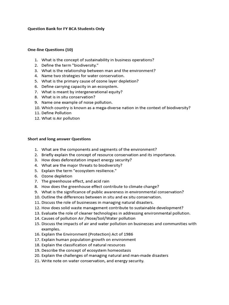 Environmental Concepts for BCA Students | PDF | Natural Environment ...