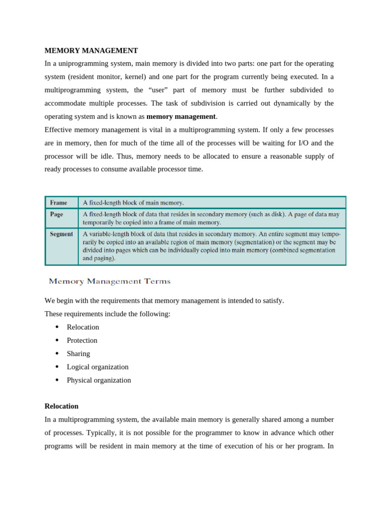 Memory Management in Multiprogramming Systems | PDF | Process ...