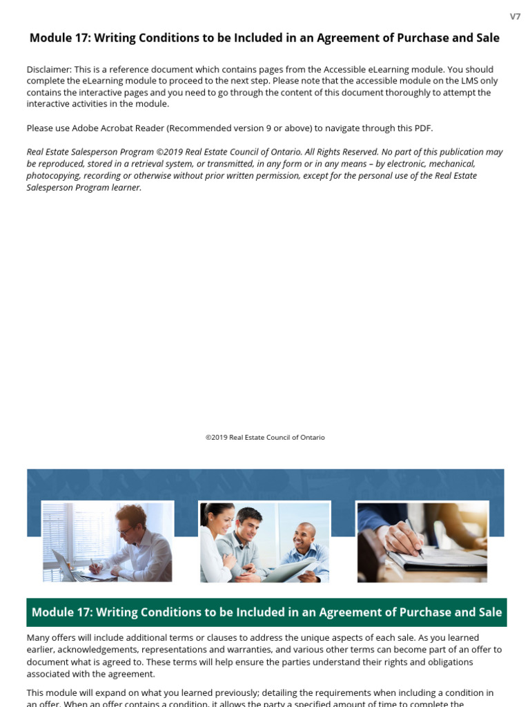 C2 M17 Writing Conditions To Be Included in An Agreement of Purchase ...