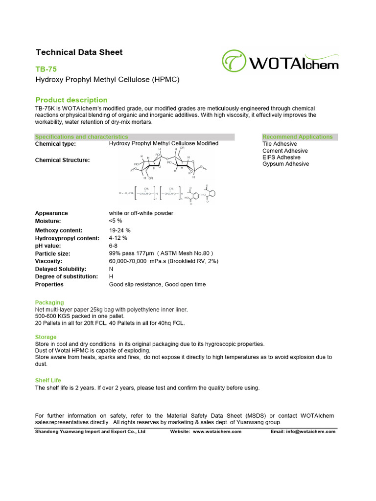 WOTAIchem™ HPMC TB75K | PDF