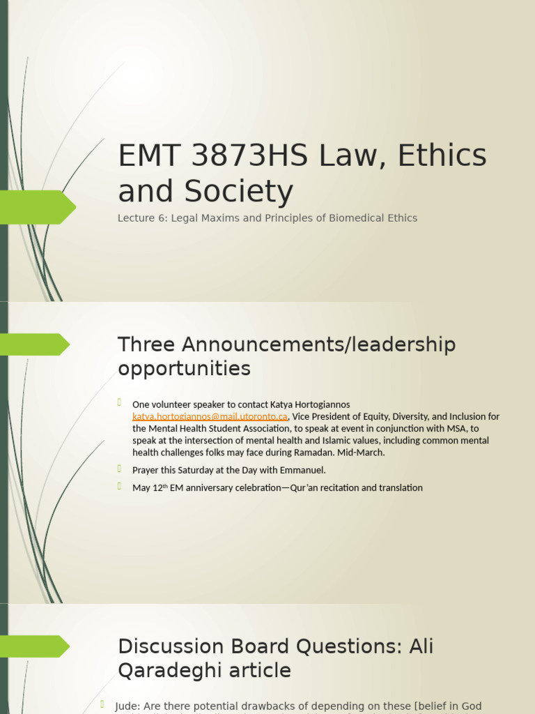 Lecture+6-legal+maxims-biomedical+ethics+%282%29 | PDF | Bioethics | Sharia