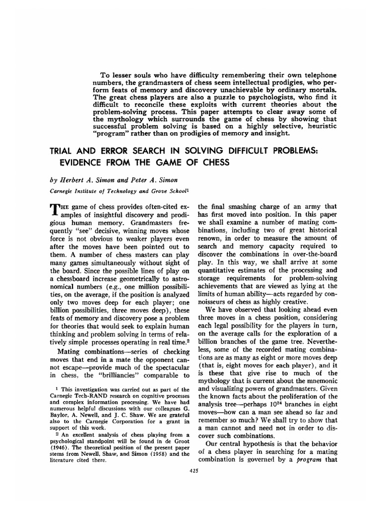 Trial and Error Search in Solving Difficult Problems Evidence From The ...