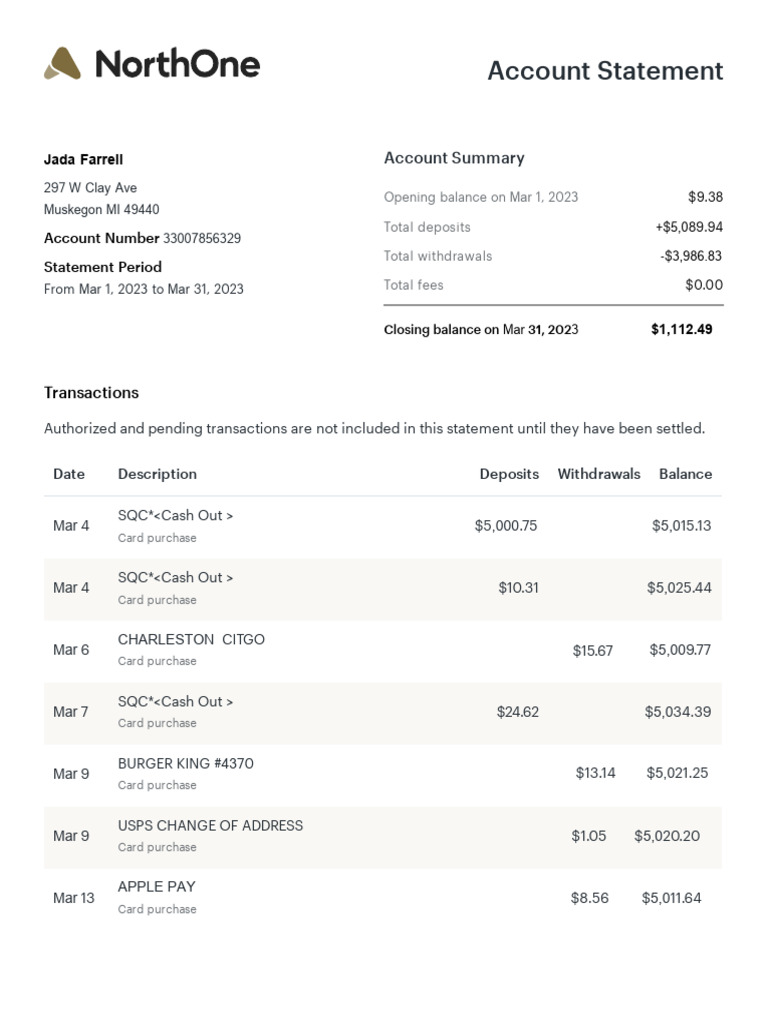 Jadanorthonebankstatement | PDF | Banking | Financial Services