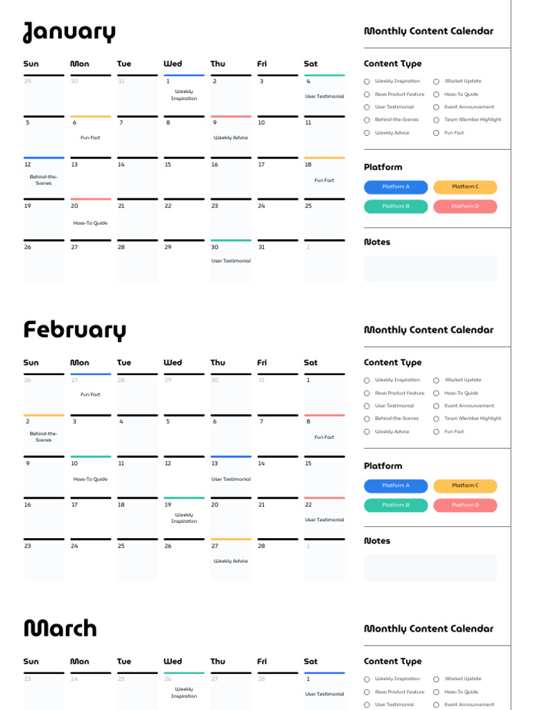 Monthly Content Calendar Overview | PDF