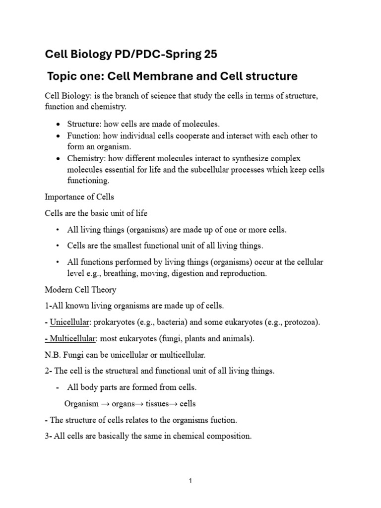 Cell Membrane and Cell Structure | PDF | Cell Membrane | Cell (Biology)
