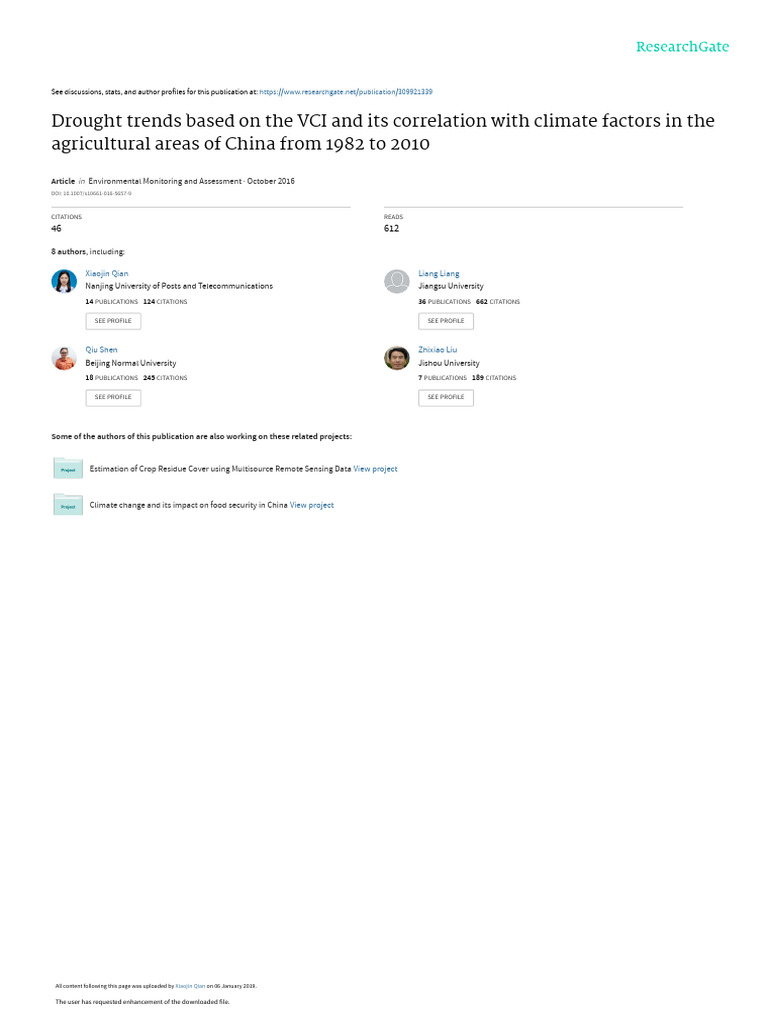 Drought Trends and Climate Correlation in China | PDF | Drought | Earth ...