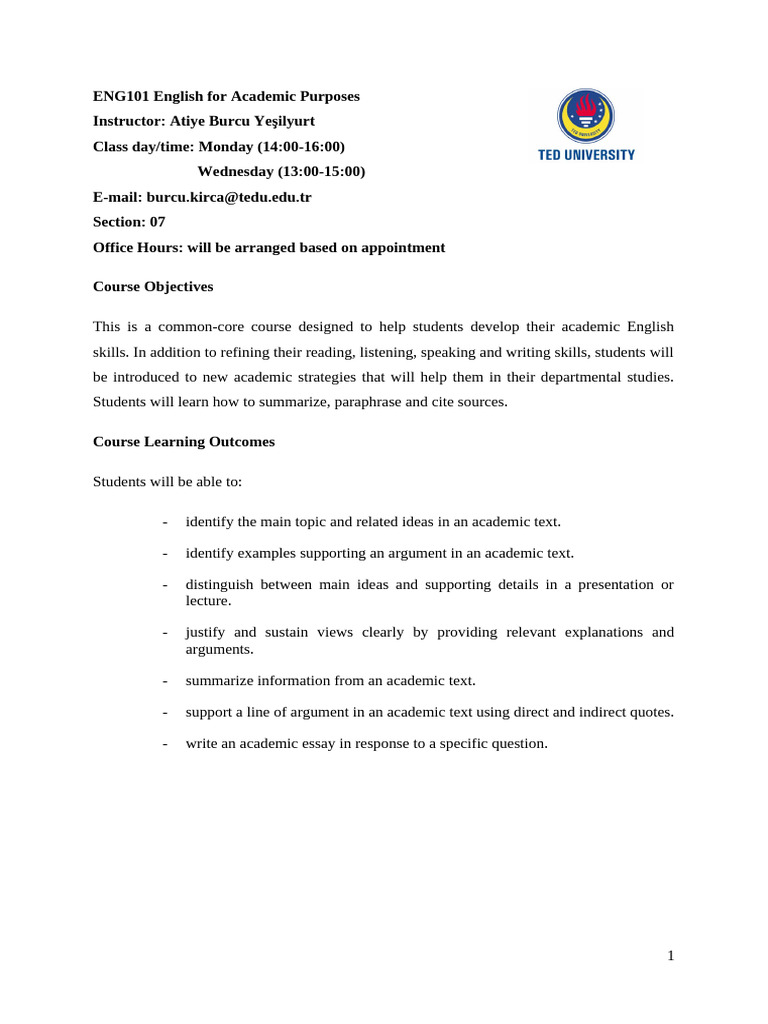 Spring 23 - 24 ENG 101 Syllabus - Student Version | PDF | Plagiarism ...