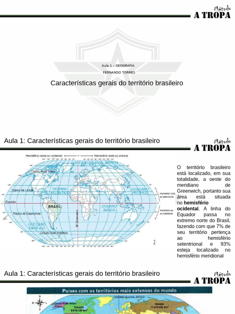 Características do Território Brasileiro | PDF | Brasil | Geografia