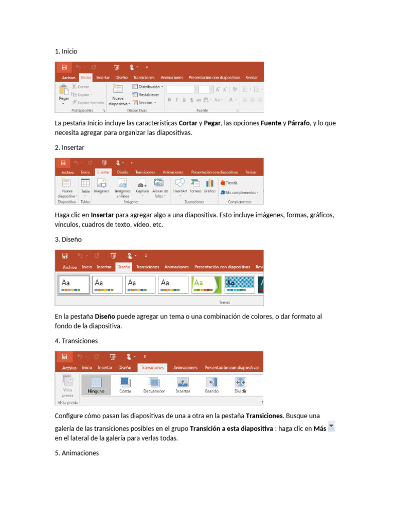 Guía de herramientas en PowerPoint | PDF | Animación | Microsoft PowerPoint