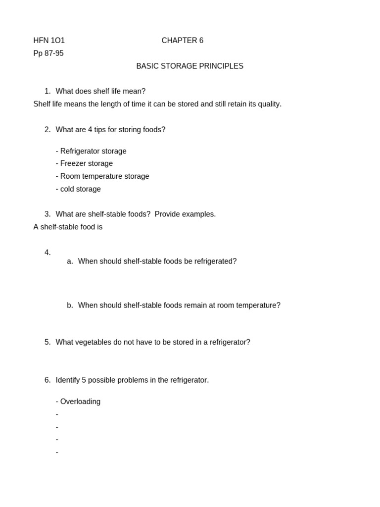 Basic Principles of Food Storage | PDF