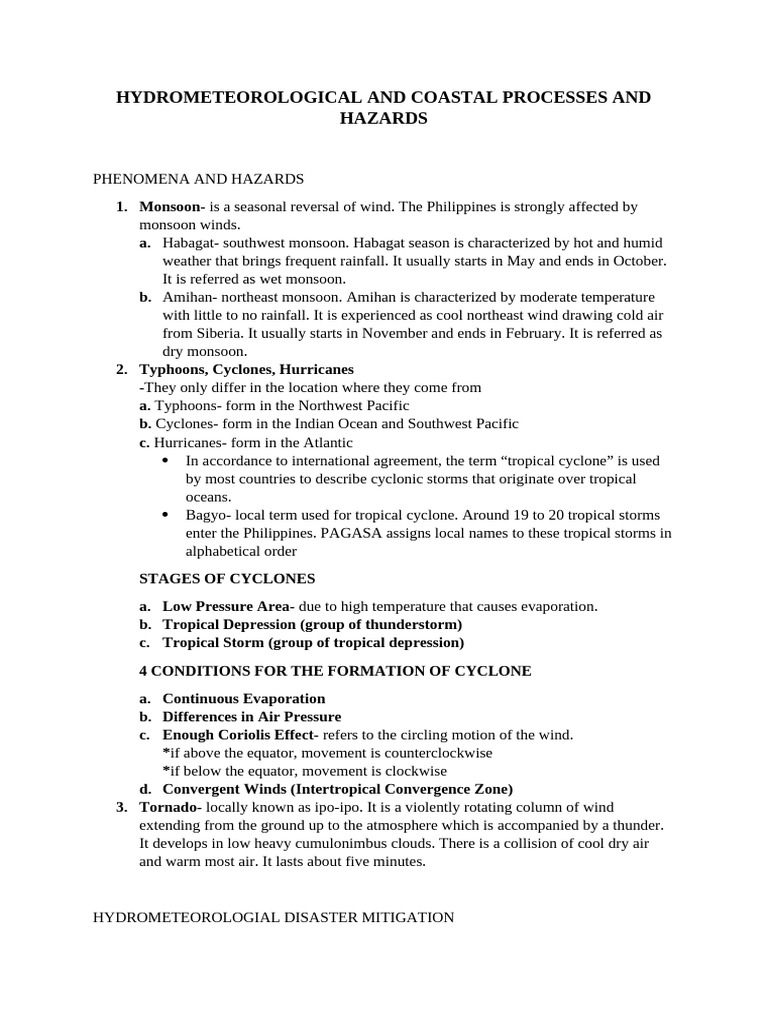 Hydrometeorological Hazards Overview | PDF | Tropical Cyclones | Monsoon