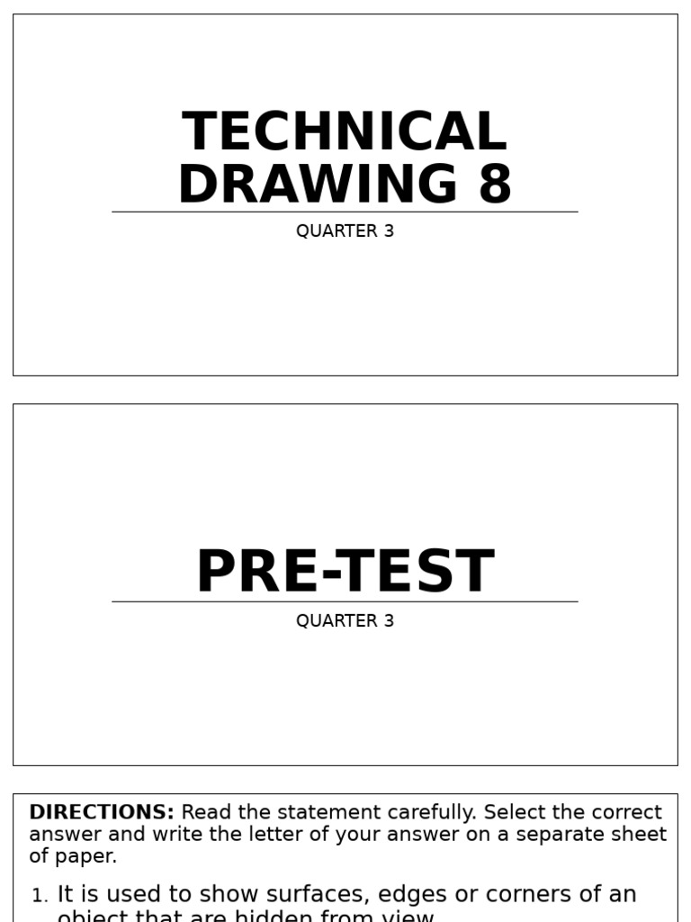 Technical Drawing Lines Pre-Test | PDF | Technical Drawing | Drawing