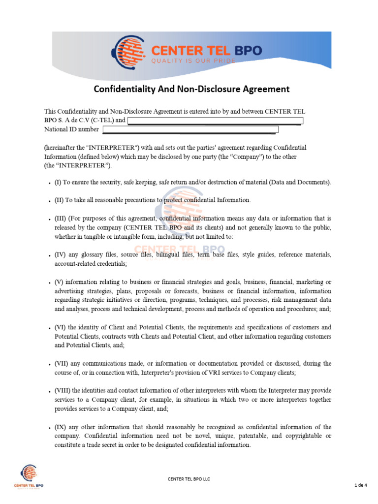 0 Confidentiality and Non-Disclosure | PDF | Non Disclosure Agreement ...