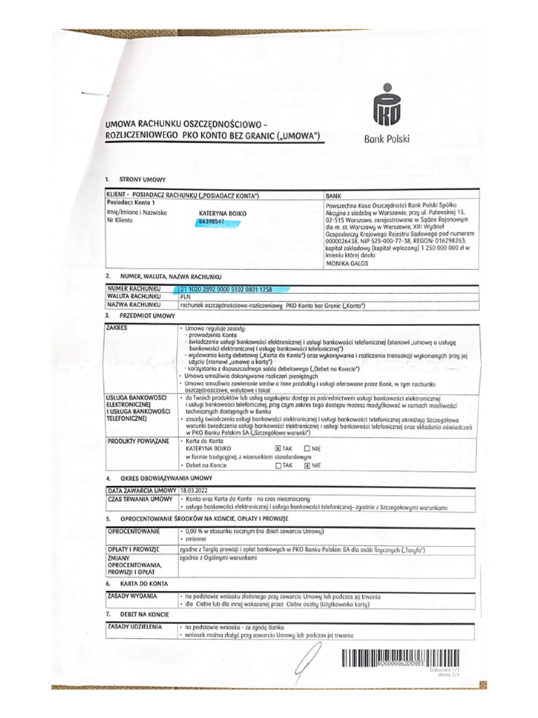 Umowa Rachunku Oszczednosciowo | PDF