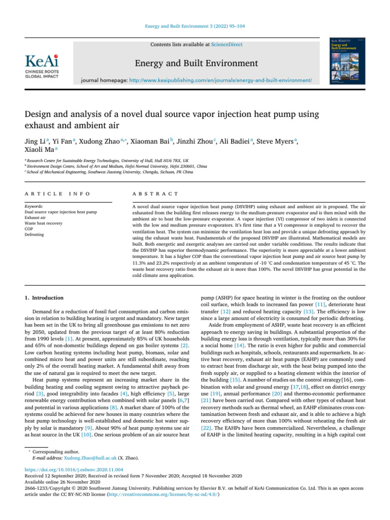 Design and Analysis of A Novel Dual Source Vapor Inject 2022 Energy and ...