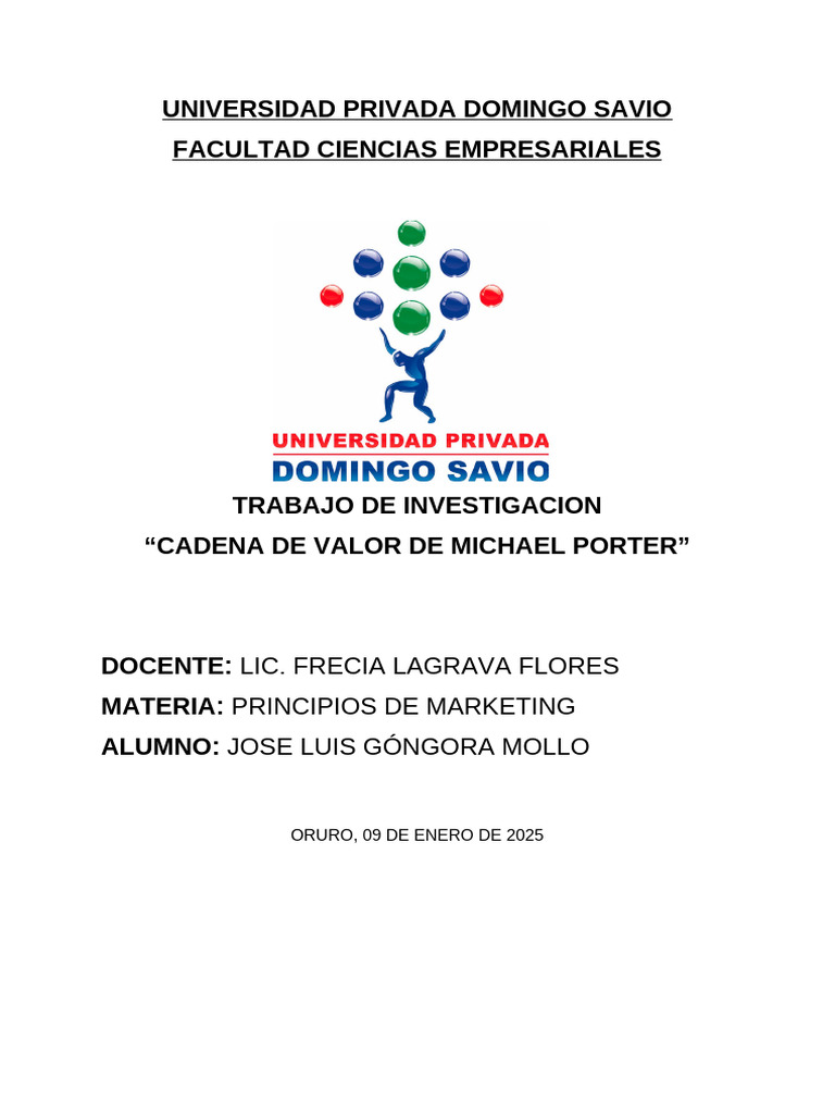 Análisis de la Cadena de Valor de Porter | PDF | Cadena de valor | Business