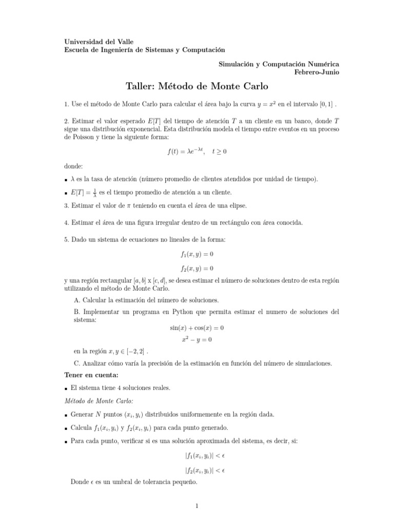 Convergencia en Simulaciones de Monte Carlo | PDF | Método Monte Carlo ...