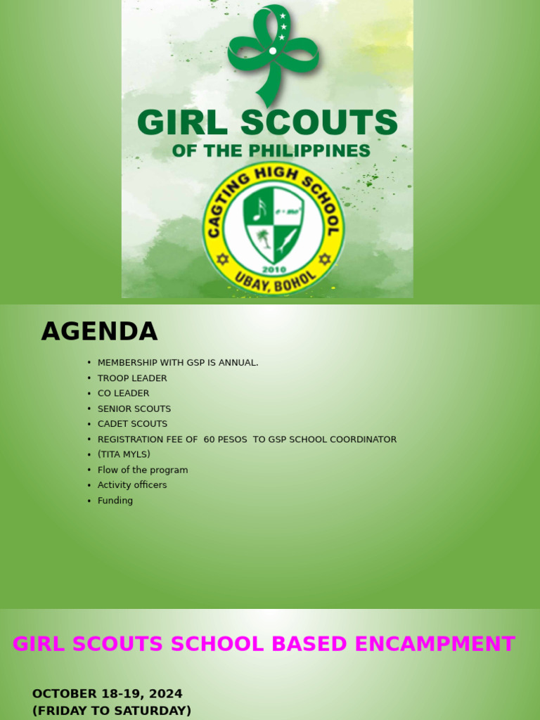 Girl Scouts Encampment Agenda 2024 | PDF