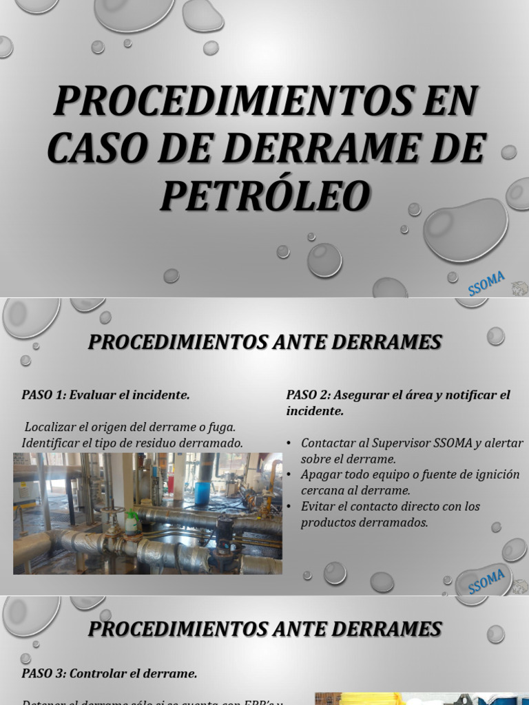 Charla Procedimientos en Caso de Derrame de Petróleo | PDF | Residuos ...