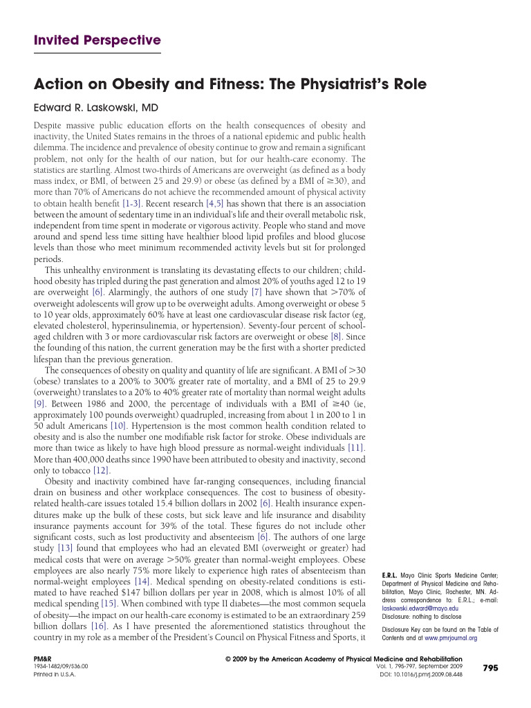 Physiatrists' Role in Obesity Action | PDF | Body Mass Index | Obesity