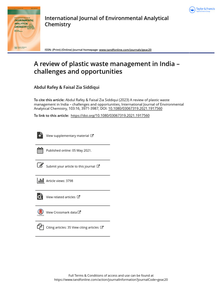 Plastic Waste Management in India: Challenges | PDF | Plastic | Waste