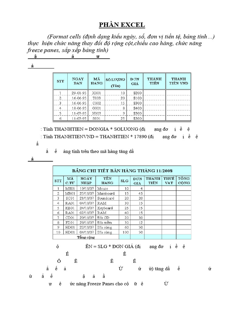 Bai Tap Excel | PDF