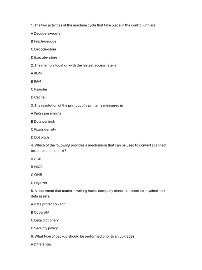 Computer Science Concepts Quiz | PDF | Programming | Computer Program