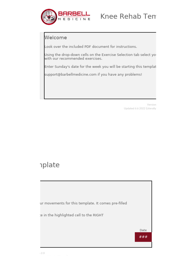 Knee Rehab Template V2.0 | PDF | Strength Training | Weight Training