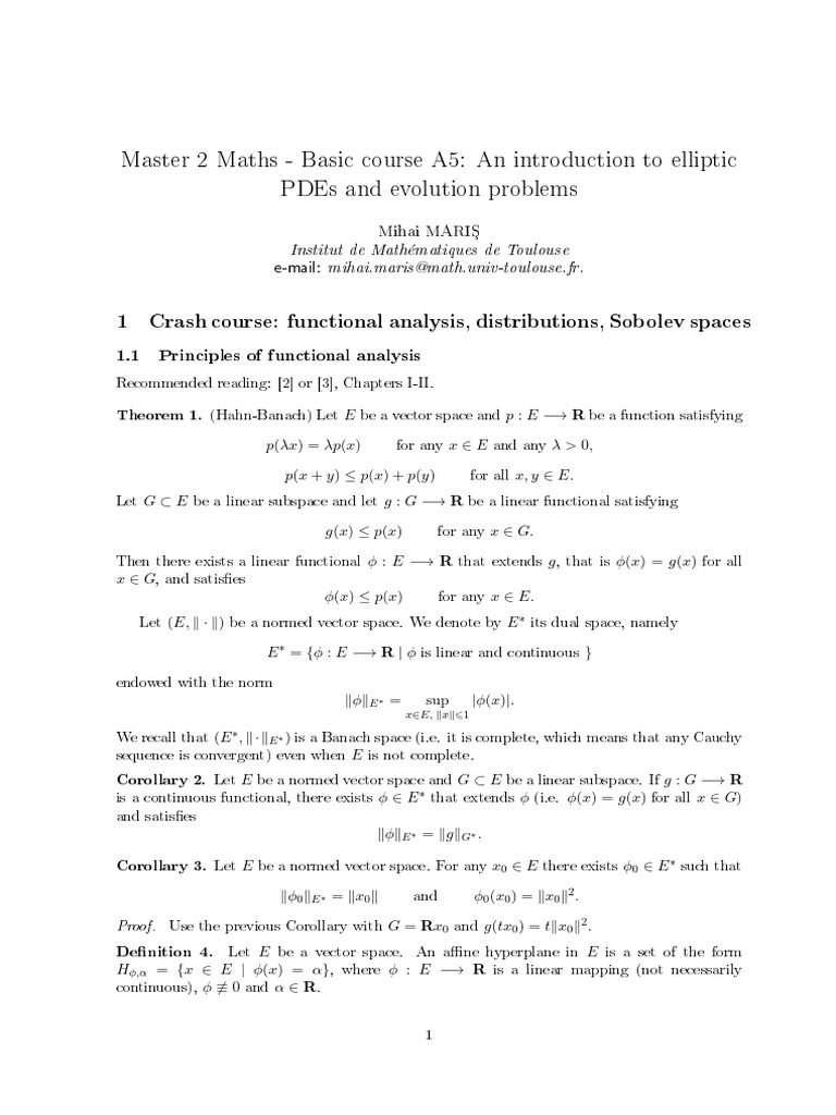 Basic Course PDE 2024 | PDF | Banach Space | Mathematical Relations