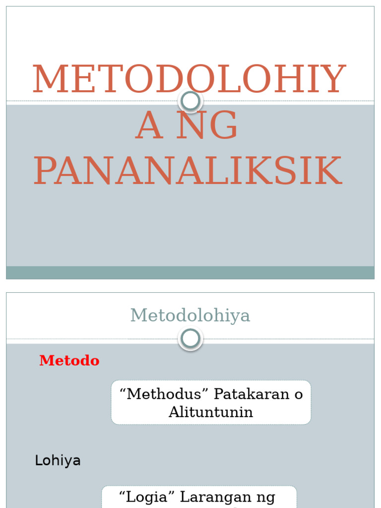 Metodolohiya NG Pananaliksik | PDF