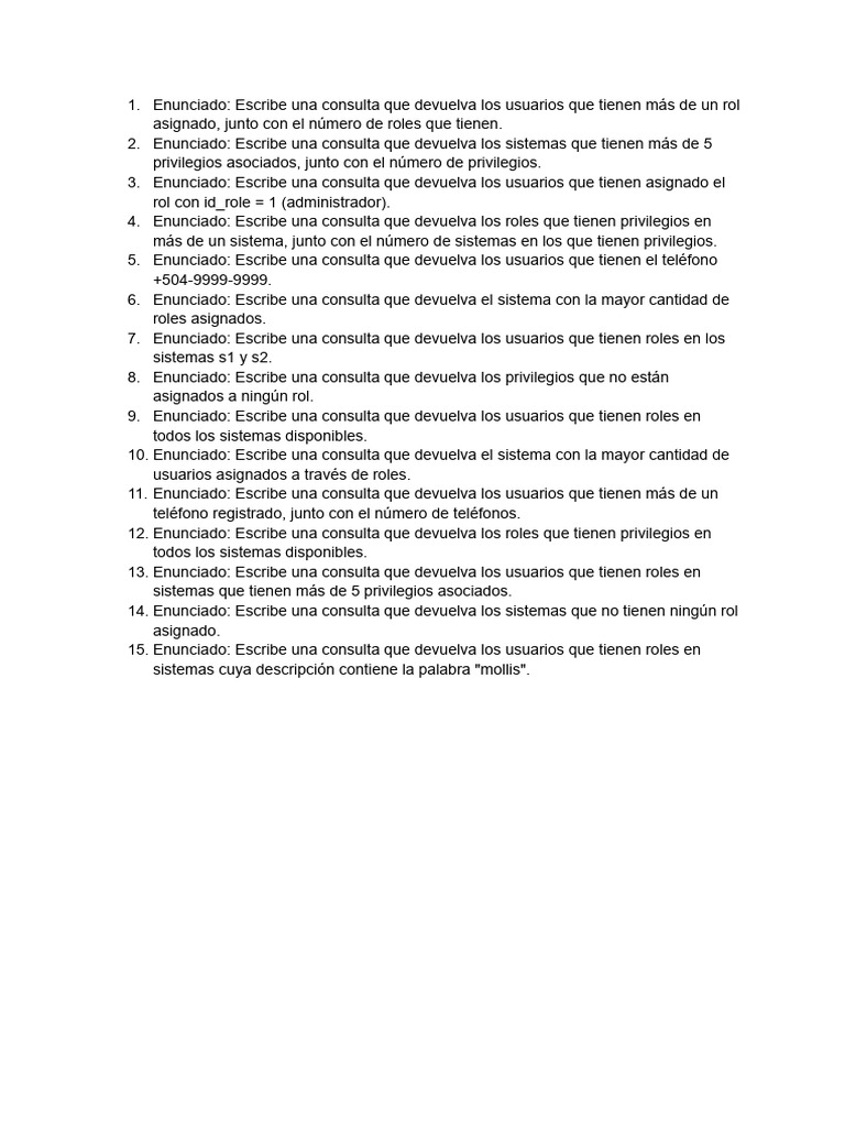 Enunciados para practicar sql pdf