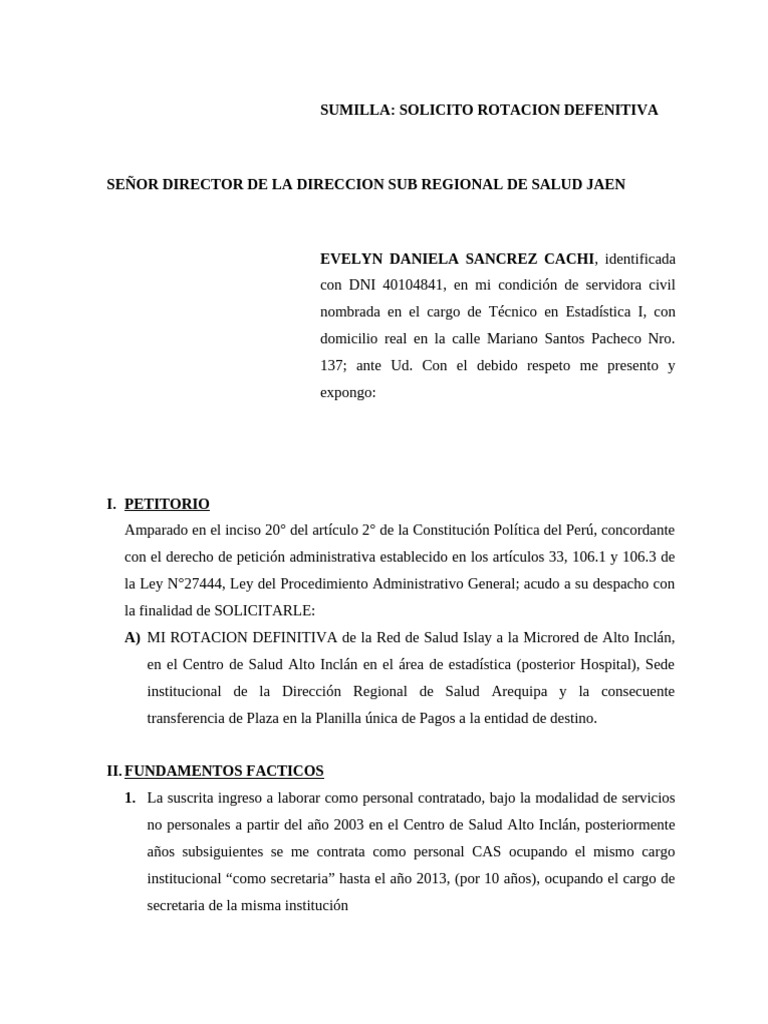 SOLICITO ROTACION DEFINITIVA 2 | PDF | Constitución | Gobierno