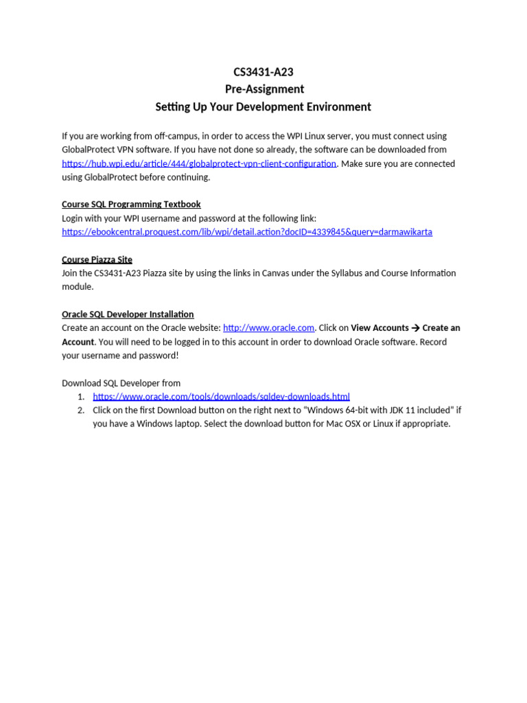 Cs3431-A23 Pre-Assignment | PDF | Table (Database) | Sql
