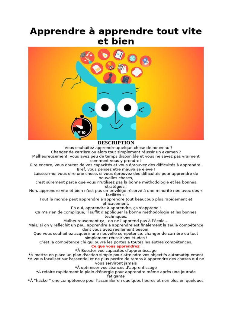 Apprendre Vite et Efficacement | PDF