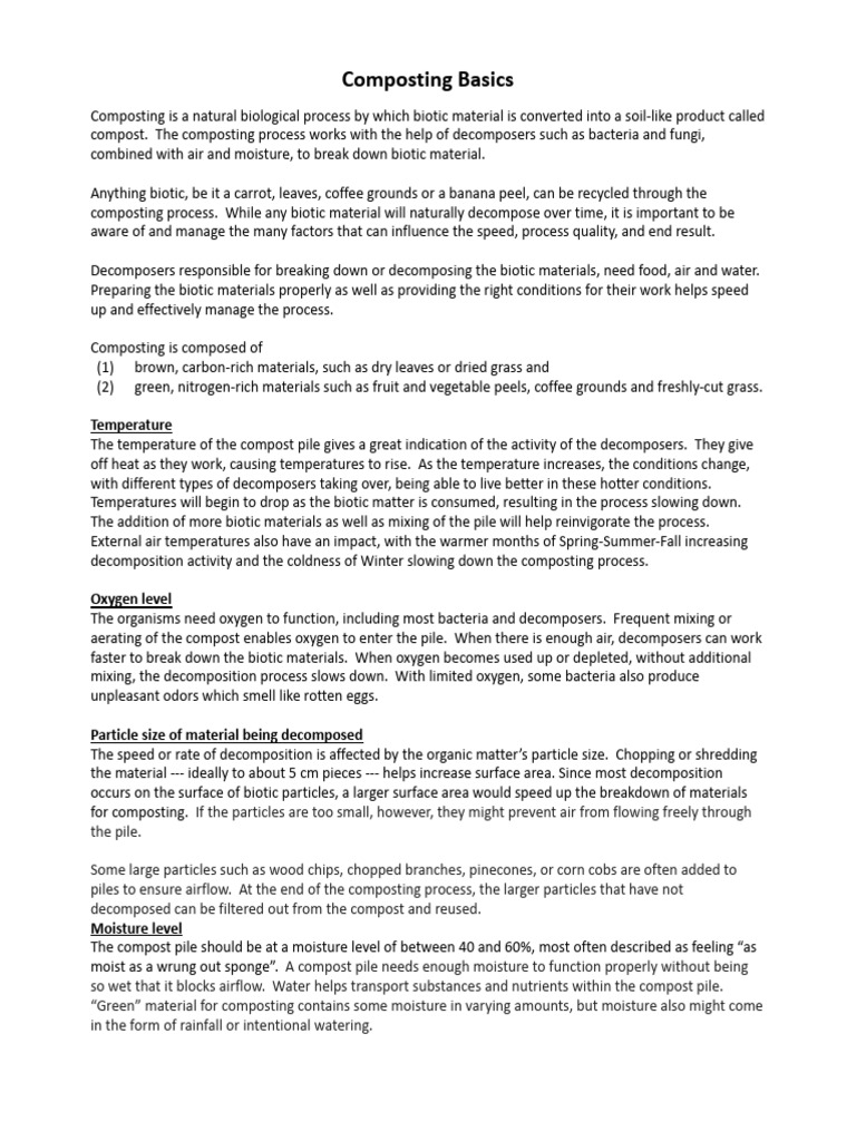 Composting Basics | PDF | Decomposition | Compost