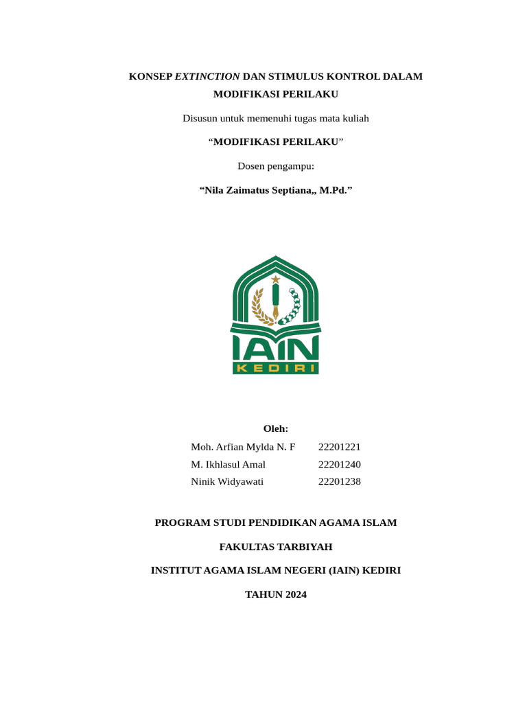 Konsep Extinction dan Stimulus Kontrol | PDF