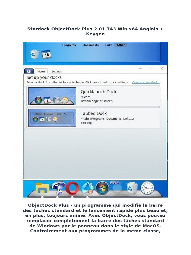 Stardock ObjectDock Plus 2.01 pour Windows | PDF | Programme ...