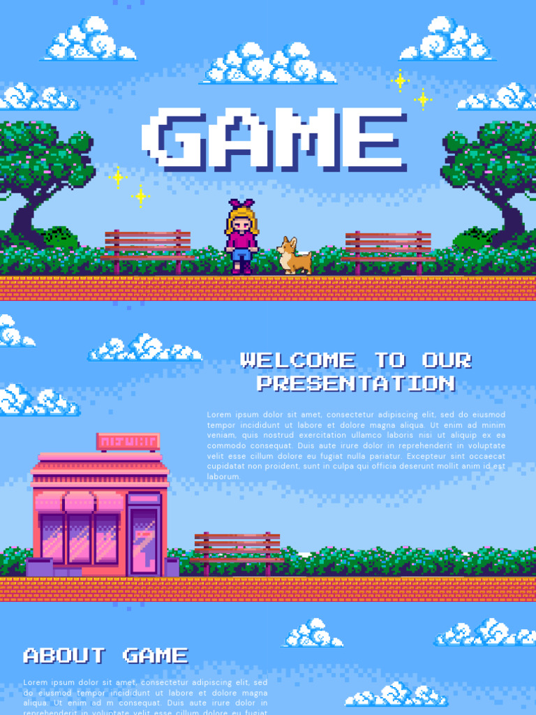 Blue Illustrative 8bit Pixel Game Presentation | PDF