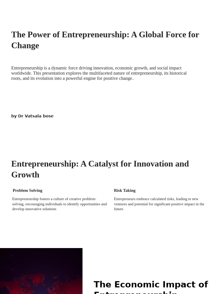 The Power of Entrepreneurship A Global Force For Change | PDF ...