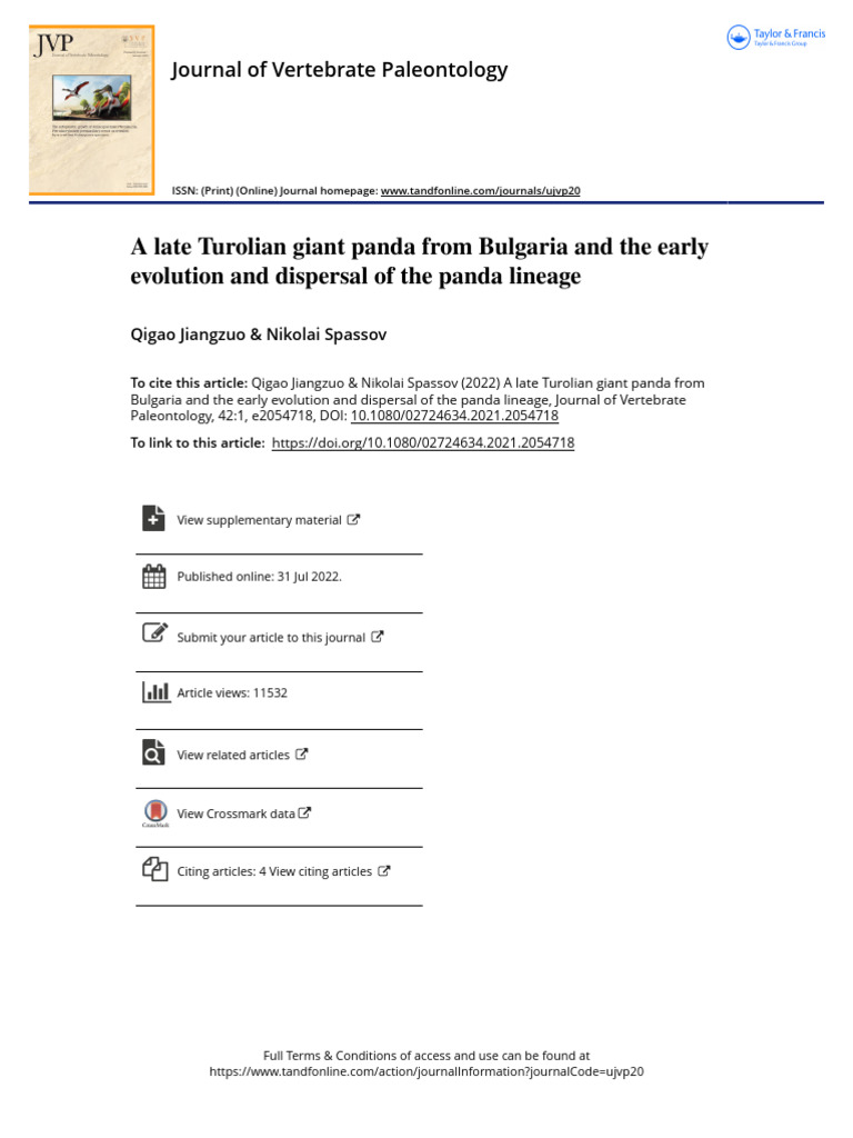 Panda Evolution: New Bulgarian Fossil | PDF